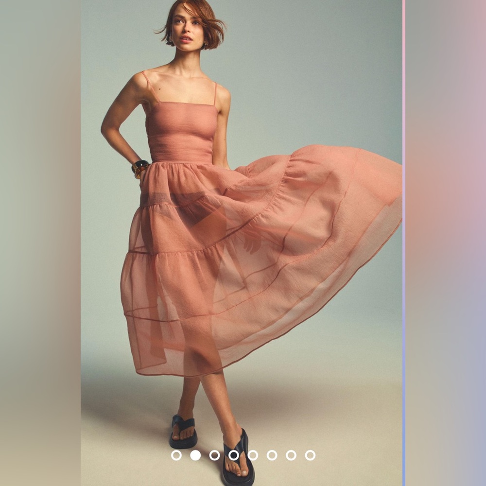 Oh Seven Days Lucille Tiered Sheer Midi Dress
